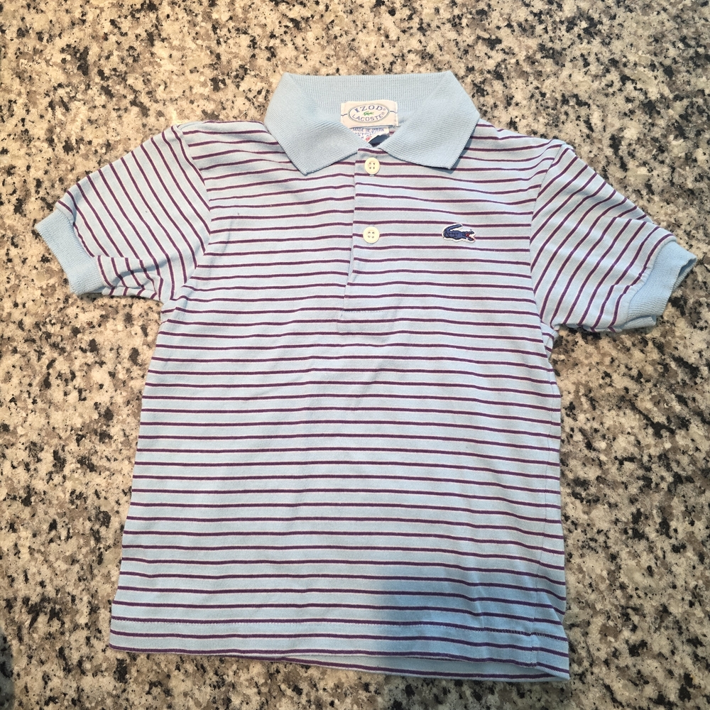 Lacoste Kids Striped Polo Shirt - Blue and Purple
